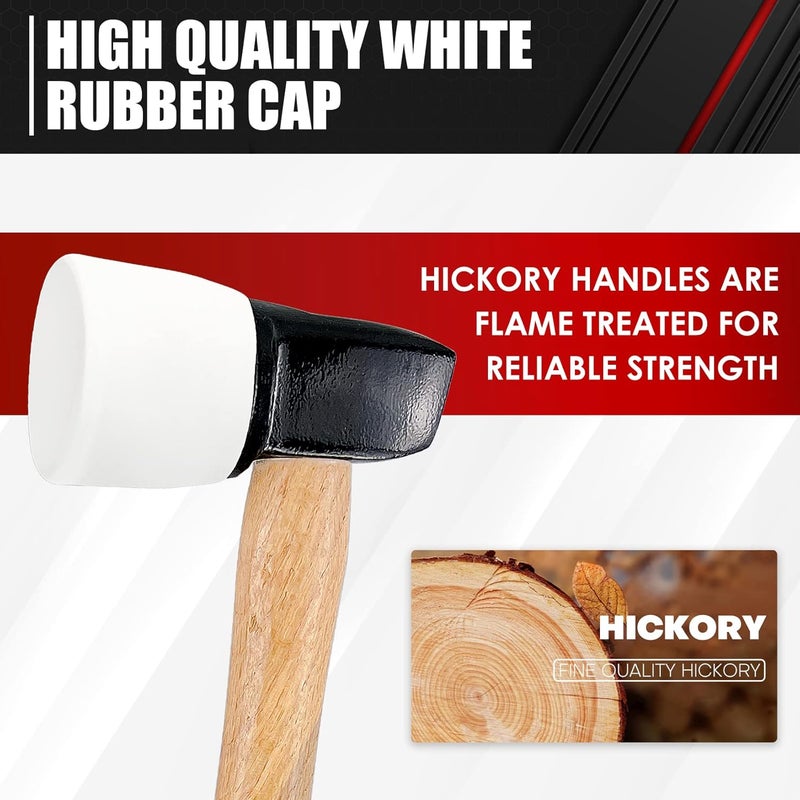 ct White Rubber Flooring Mallet with Replaceable Head,Non-Marring Head, Wood Handle, 1 Replacement head - Image 2